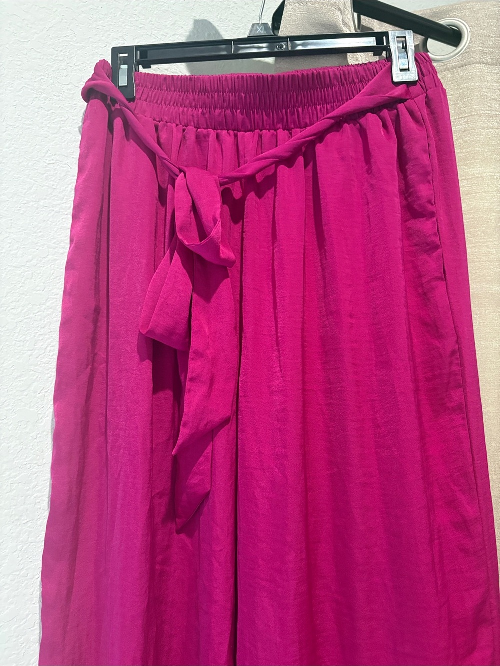 MELLODAY Wide-Leg Tie Waist Pants in Magenta